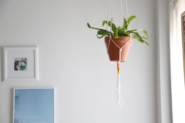 Using all supplies from the hardware store, make this easy hanger to display your favorite plant.