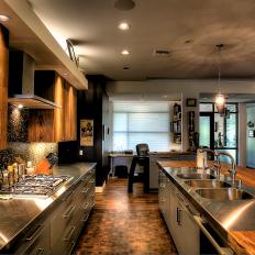 Eclectic Kitchen Features Rustic Wood & Stainless Steel