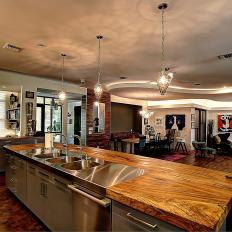 Eclectic Open Plan Kitchen Boasts Stunning Wood Countertops