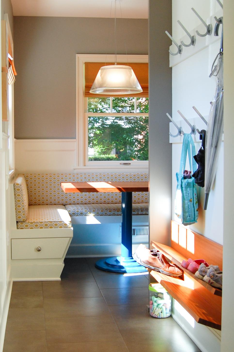 Entry Hall Features Custom Shoe Rack Coat Hooks Hgtv