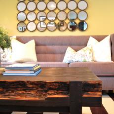 Reclaimed Wood Coffee Table and Neutral Sofa