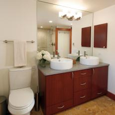 Contemporary Bathroom With Round Vessel Sinks