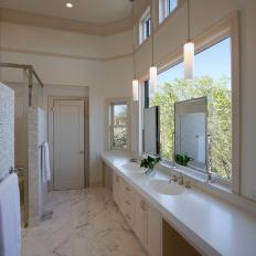 Transitional Master Bathroom Offers Space for Two