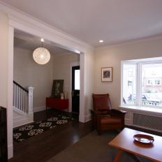 Transitional Family Room and Foyer