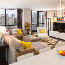Modern Living Room With Pops of Yellow
