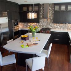 Modern Eat-In Kitchen With Mosaic Backsplash