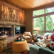 Cozy Living Room With Woodsy Feel