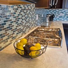 Stunning Blue & Gray Mosaic Tile Kitchen Backsplash