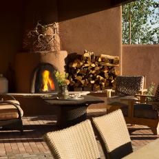 Southwestern Outdoor Fireplace and Chairs