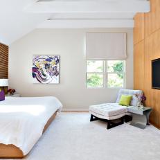 Modern Master Bedroom With Inset TV