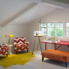Bright Home Art Studio Features Chevron Armchairs
