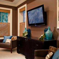 Media Console in Transitional Master Bedroom
