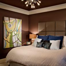 Glamorous Master Bedroom Features Rich Chocolate Walls