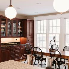 Casual Dining Room With Black Windsor Chairs