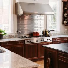 Cooktop With Stainless Steel Subway Tile Backsplash