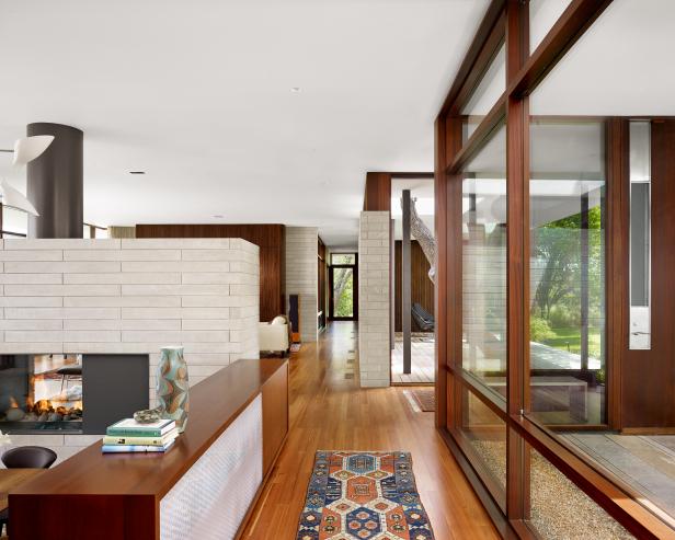 Modern Foyer Boasts Natural Light & Warm Wood Accents | HGTV