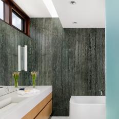 Modern Spa Bathroom With Soothing Gray Tile Walls