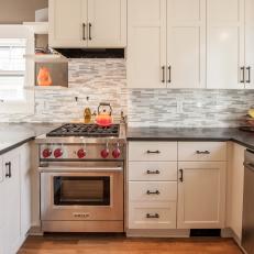 Stylish Transitional Kitchen With Stainless Steel Stove