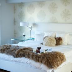 Glamorous Contemporary Bedroom With Faux Fur Accessories