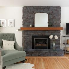 Natural Stone Fireplace as Focal Point of Living Room