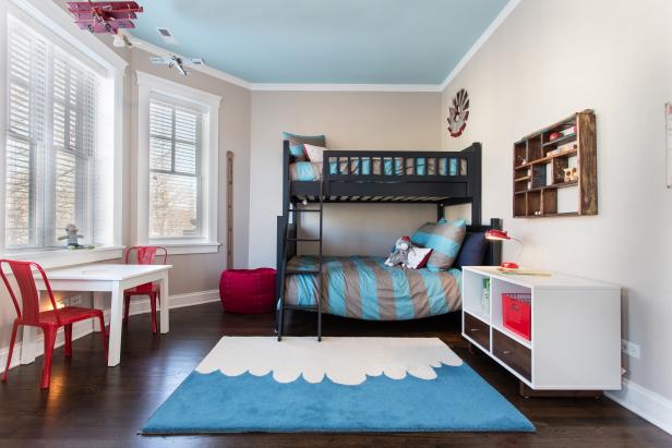 Stylish Boys Bedroom With Blue And Red Accents Hgtv