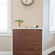 Contemporary Dresser With Wood Drawers and White Perimeter