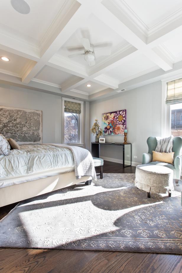 Master Bedroom Boasts White Coffered Ceiling Hgtv