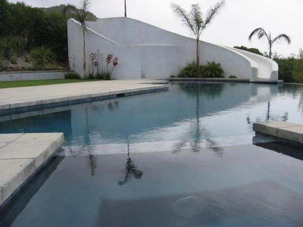 built in pool slide