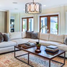Transitional Family Room Is Stylish, Bright