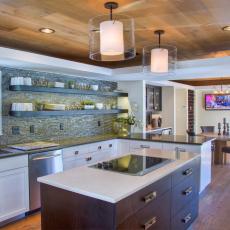 Contemporary Kitchen Features Sleek Open Shelving