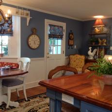 Blue & White Eat-In Kitchen Oozes French Country Style