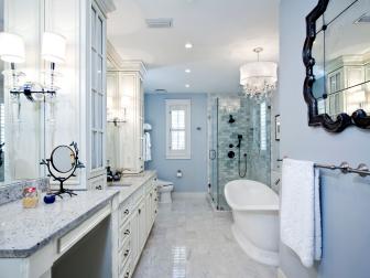 Gray and White Transitional Bathroom