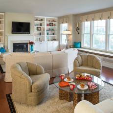 Cozy Family Room Features Two Seating Areas