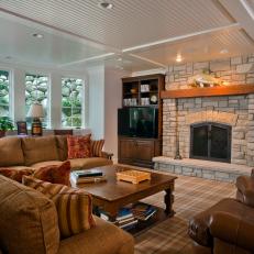 Traditional Basement Offers Comfortable Seating