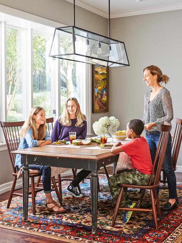 family around a dining room table