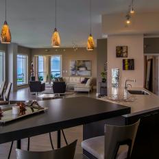Open, Beachfront Kitchen & Living Area