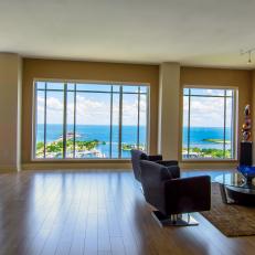 Living Room With Expansive Beachfront View