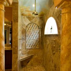 Luxurious Tuscan Shower With Rain Showerhead
