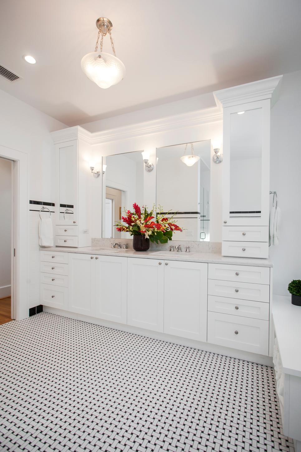 White Double Sink Vanity With Gray Marble Countertop HGTV