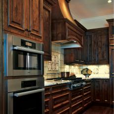 Traditional Kitchen Features Chocolate Brown Cabinets