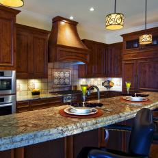 Traditional Kitchen Boasts Large Granite-Topped Island
