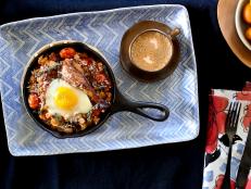 French cassoulet breakfast with espresso