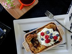 baked French toast on serving tray