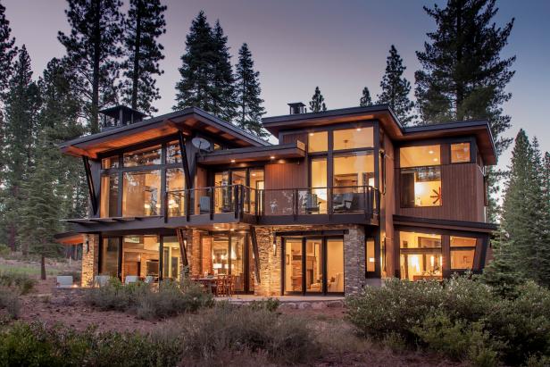 mountain modern lake tahoe exterior stone homes hgtv architects cabin contemporary rustic luxury plans walls colorado windows bathrooms walkout property