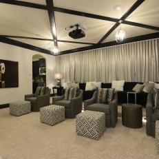 Contemporary, Black-and-White Home Theater