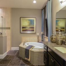 Transitional Guest Bathroom With Walk-In Shower