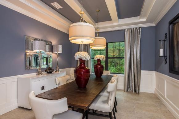 Eclectic, Blue-Gray Formal Dining Room