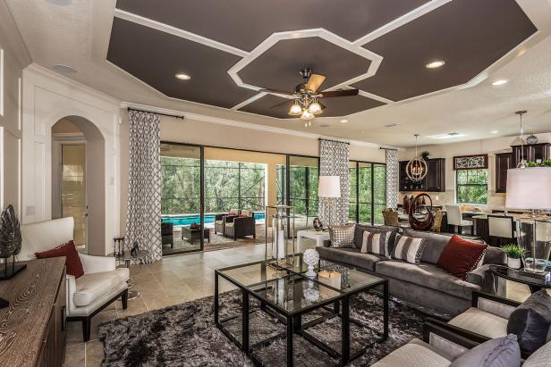 Gray, Contemporary Living Room Has Open Floor Plan | HGTV