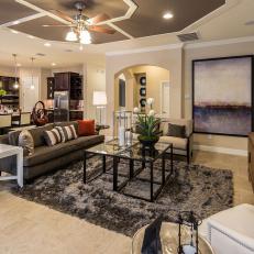 Contemporary Living Room With Open Floor Plan