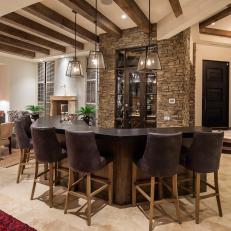 Southwestern Living Area With Rustic Bar 